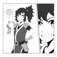 a page from an anime comic with a girl holding a cup