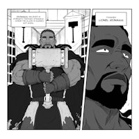 a comic page with a man holding a hammer