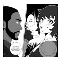 a comic page with a man and a woman talking